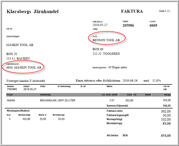 Fakturakundnummer